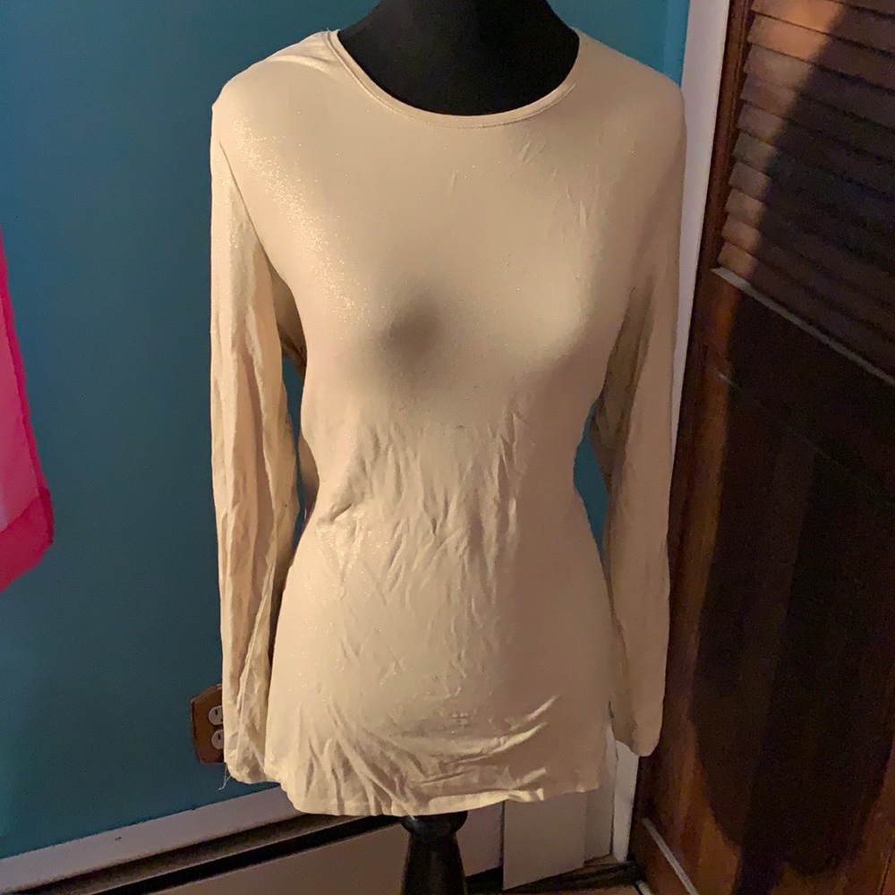 Chico’s Gold Sparkle Long Sleeve Shirt